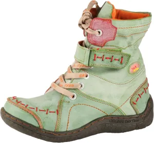TMA EYES Women's lace-up leather casual ankle boots fashion non-slip and patchwork with handstitching upper Boots