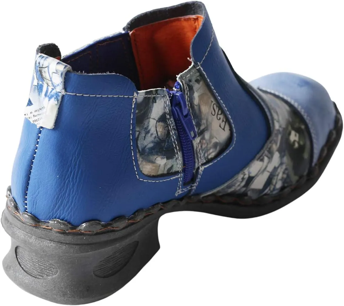 TMA EYES Women's Leather Ankle Booties Casual Shoes Pull on with Zipper for Outdoor