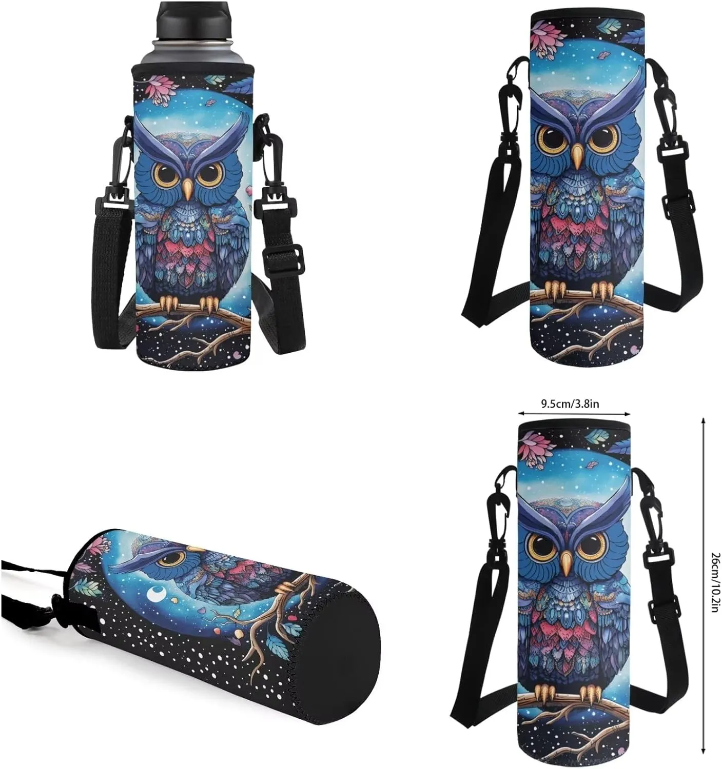 TOADDITDO Owl School Bag and Lunch Box Set for Girls 4 Pcs Backpack Set with Water Bottle Holder Pencil Bag Elementary 4th Grade Book Bags 8-10 Kids Large Camping Rucksack Daycare Bag Laptop Backpacks