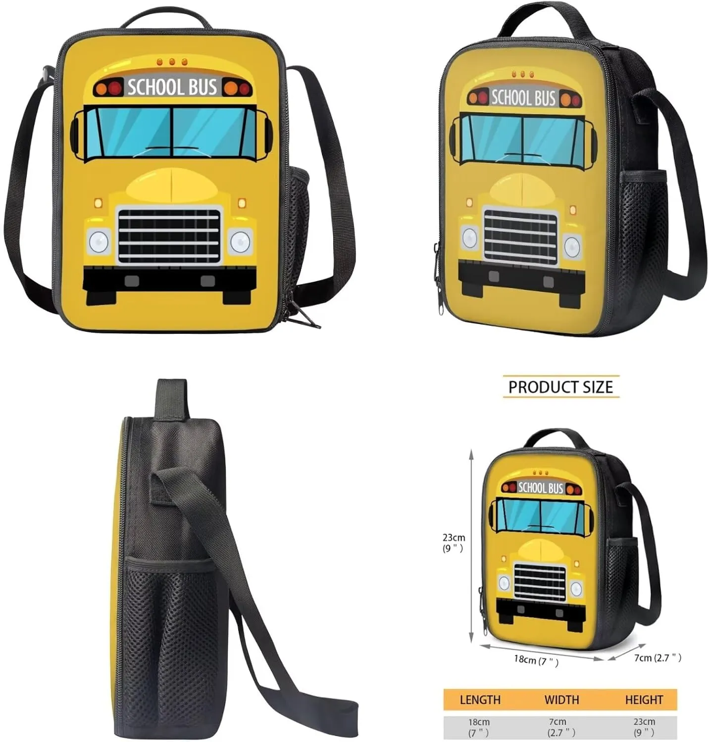 TOADDITDO School Bus Preschool Backpack Boys with Lunchbox Pencil Case Water Bottle Sleeve 6-8 Kids Large School Bag Kindergarten Hiking Camping Backpacks Lightweight Travel Duffel Bag Daycare Bags