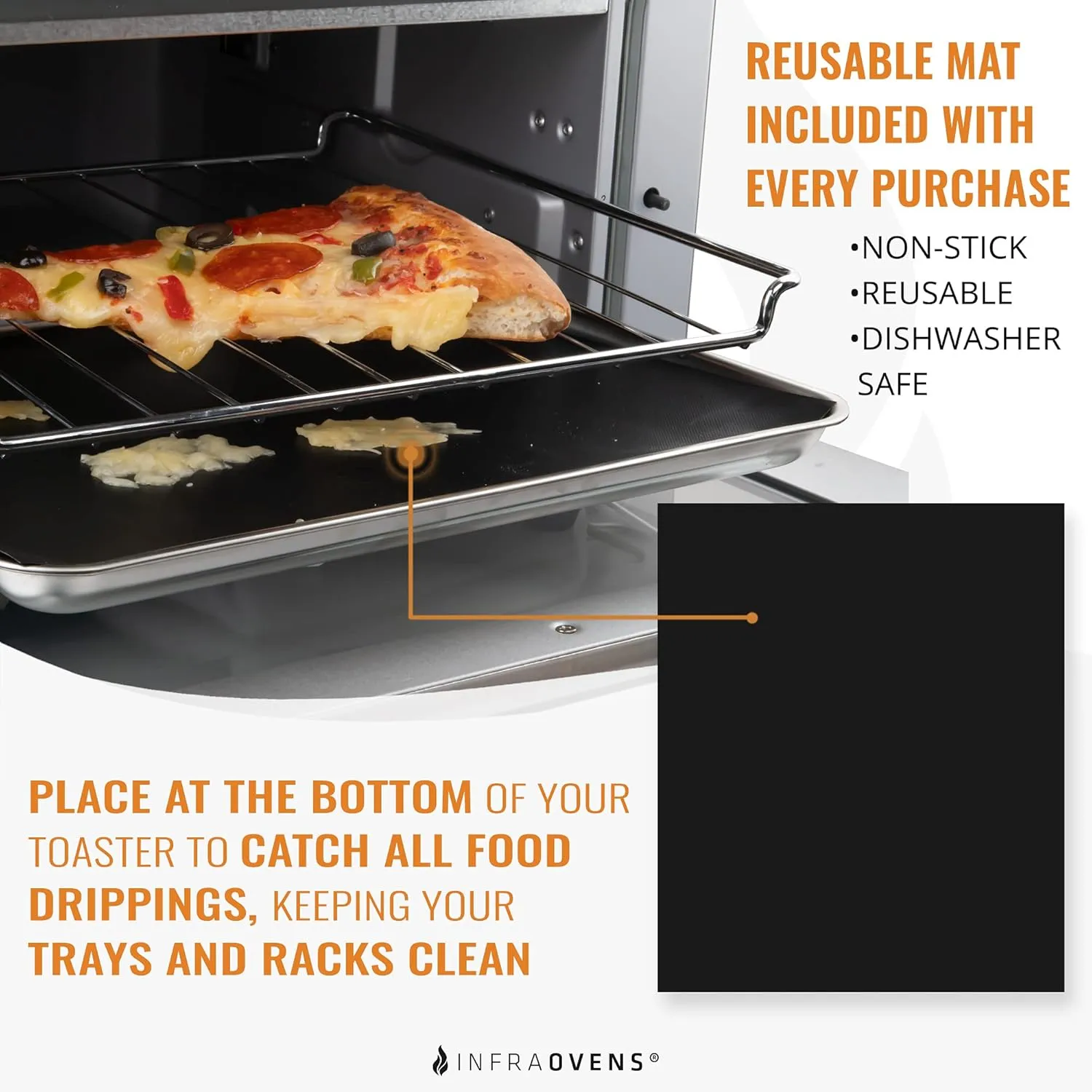 Toaster Oven Air Fryer Reusable Mats Accessories 12 x 13 XL Compatible with Gowise, Kitchenaid, Emeril Lagasse, Ninja, Kalorik   More, Large Countertop Oven Dehydrator Liners, Easy Clean & Food Safe