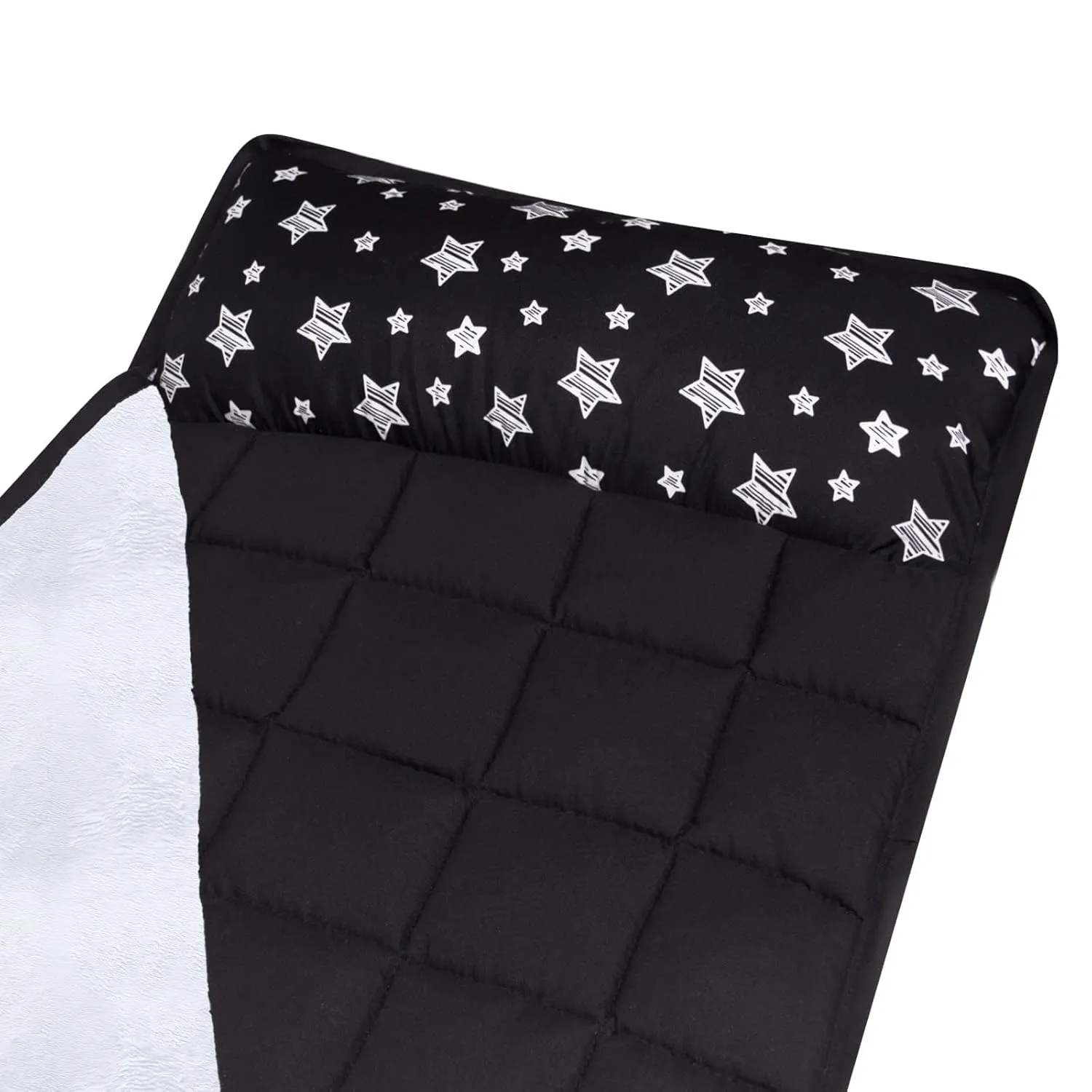 Toddler Sleeping Bag Nap Mat Black with Pillow and Fleece Blanket, Lightweight, Soft Perfect for Kids Preschool, Daycare, Travel Sleeping Bag Boys Girls, 21" x 50" Fit Standard Cot
