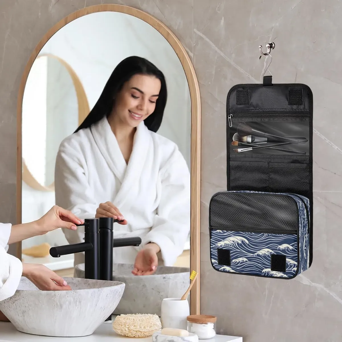 Toiletry Bag Hanging Toiletry Bag Travel Essentials Makeup Bag Travel Size Toiletries Bag Seawater Print Travel Essentials For Women Travel Containers For Toiletries
