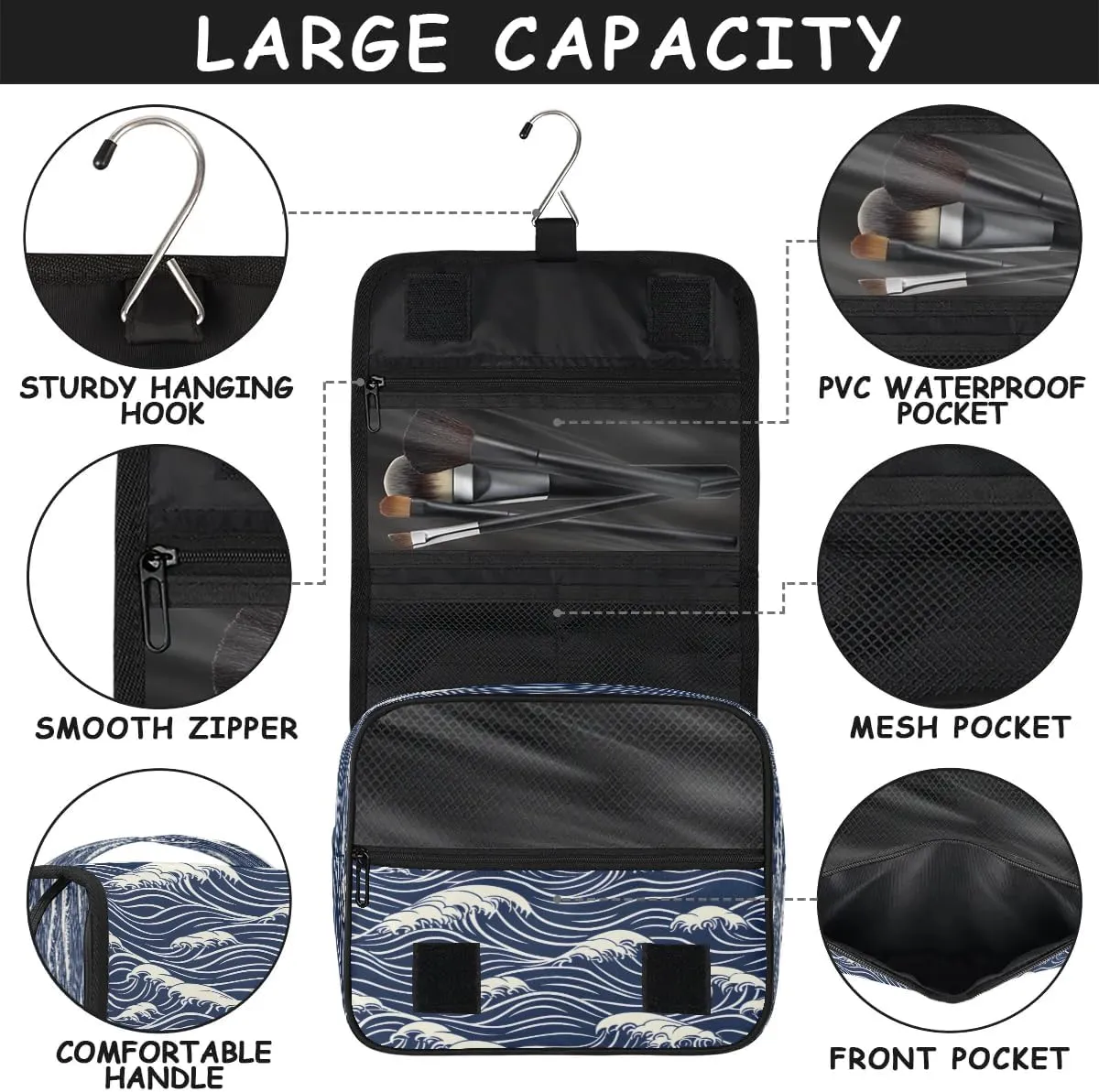 Toiletry Bag Hanging Toiletry Bag Travel Essentials Makeup Bag Travel Size Toiletries Bag Seawater Print Travel Essentials For Women Travel Containers For Toiletries