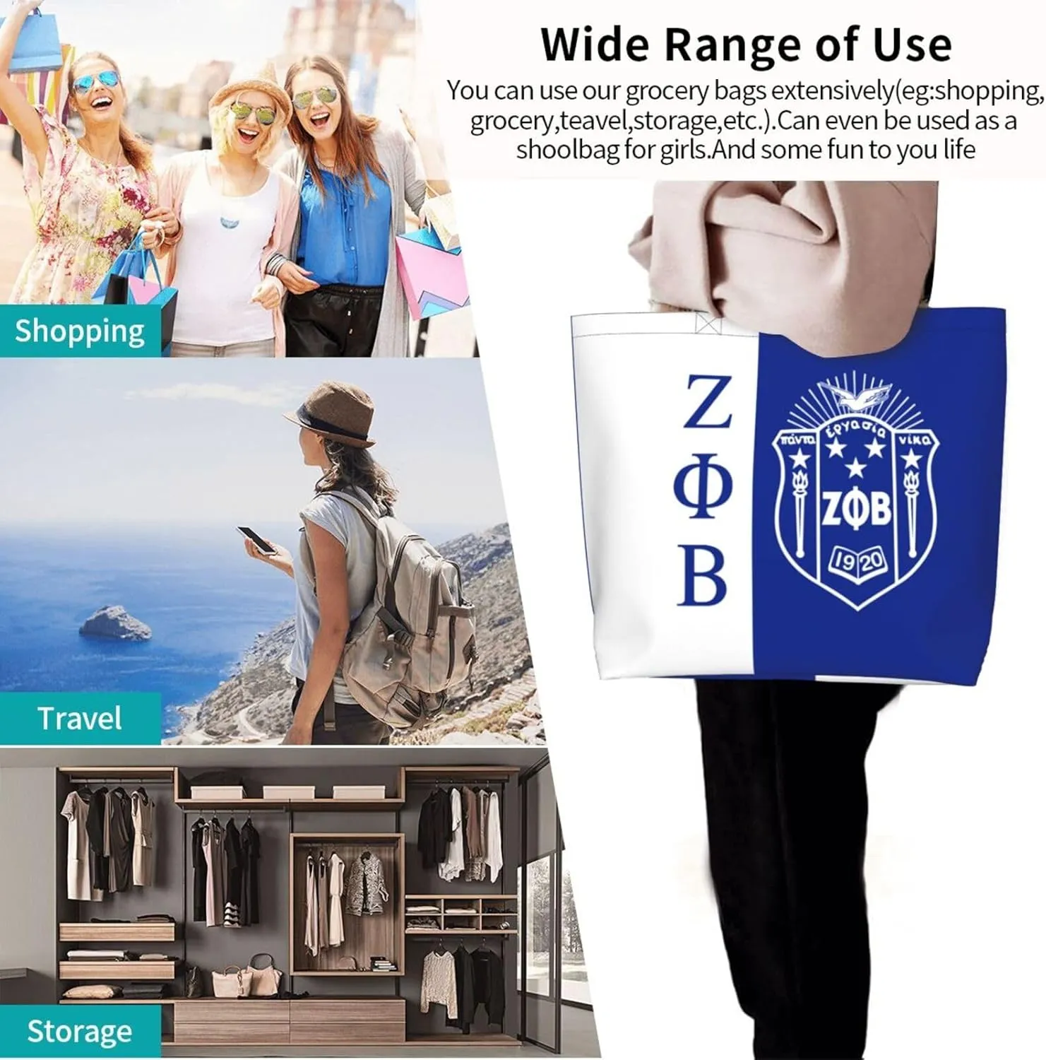 Tote Bag Fashion Large Capacity Handbag Waterproof Reusable Grocery Tote Bag