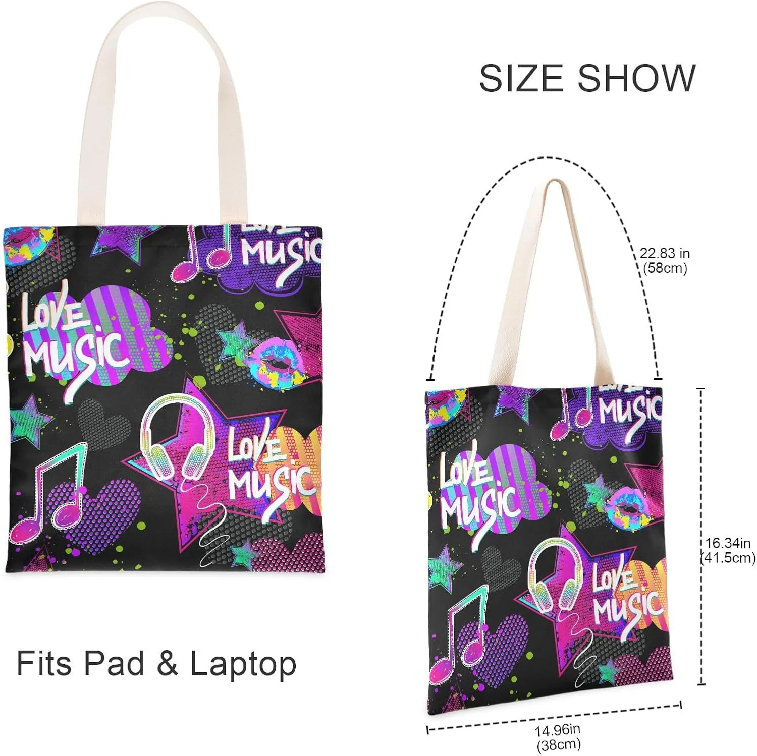 Tote Bag for Women Foldable Tote Bag With Pouch Large Shoulder Bag Top Handle Handbag for Travel Work Pattern 1