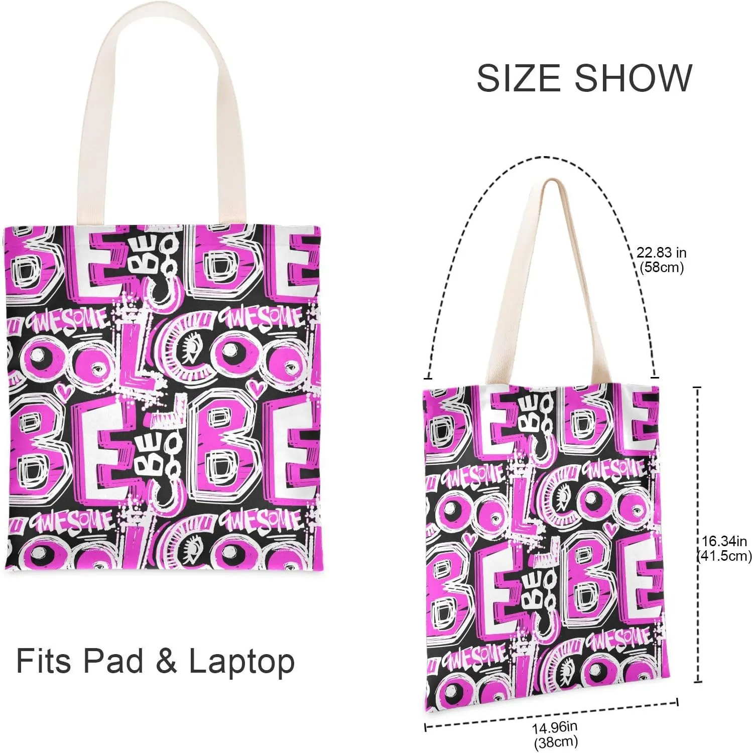 Tote Bag for Women Foldable Tote Bag With Pouch Large Shoulder Bag Top Handle Handbag for Travel Work Pattern 1
