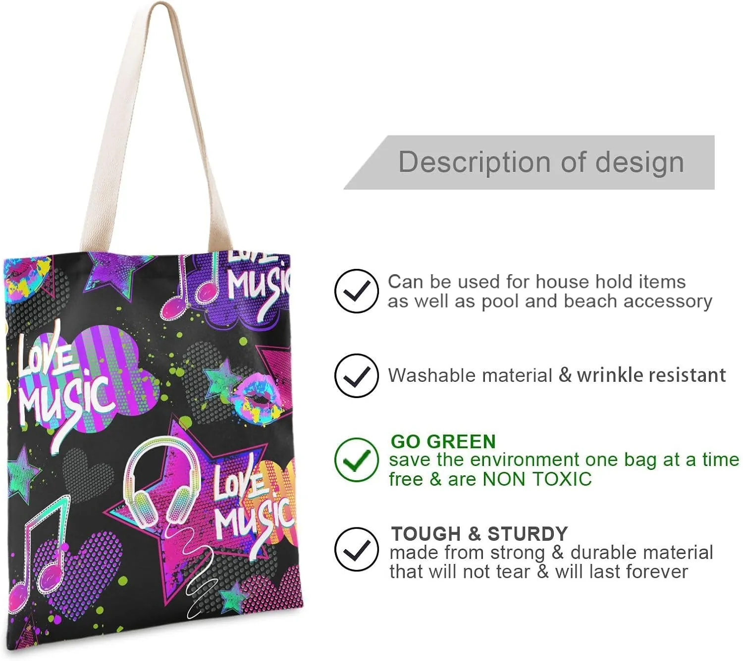 Tote Bag for Women Foldable Tote Bag With Pouch Large Shoulder Bag Top Handle Handbag for Travel Work Pattern 1