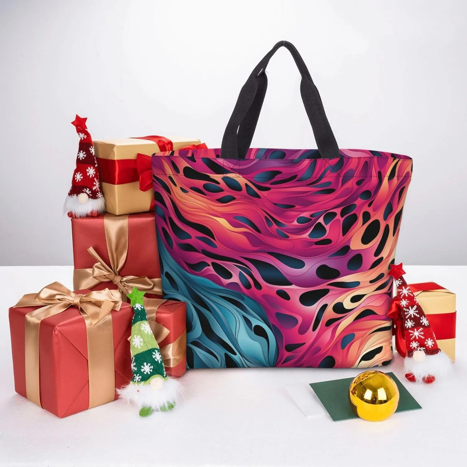 Tote Bag for Women Grocery Bag Reusable Shopping Bag Divided Sea Pathway Handbag Foldable Shoulder Bag