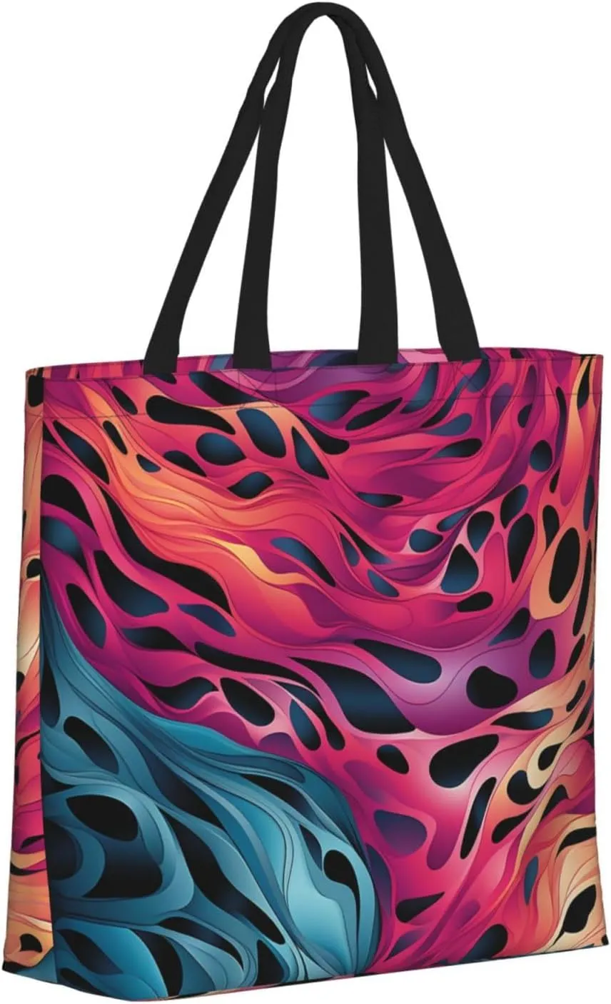 Tote Bag for Women Grocery Bag Reusable Shopping Bag Divided Sea Pathway Handbag Foldable Shoulder Bag