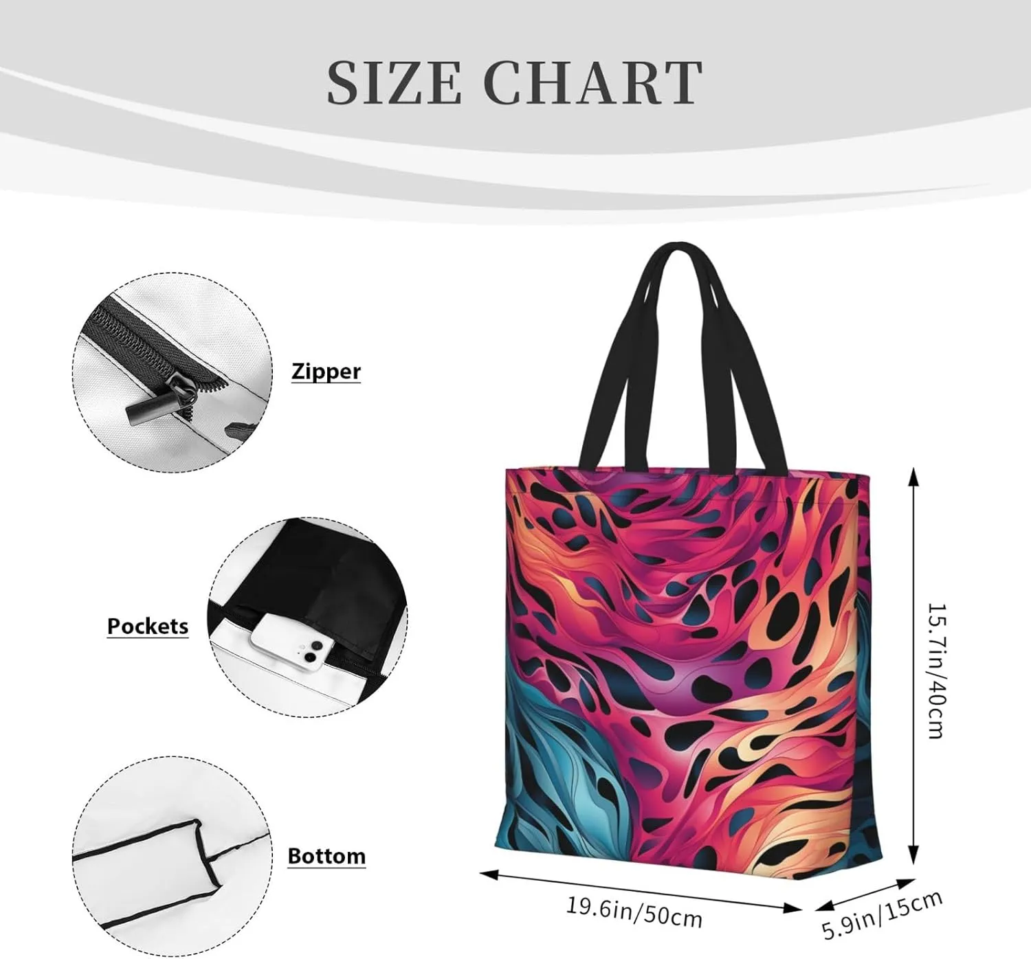 Tote Bag for Women Grocery Bag Reusable Shopping Bag Divided Sea Pathway Handbag Foldable Shoulder Bag