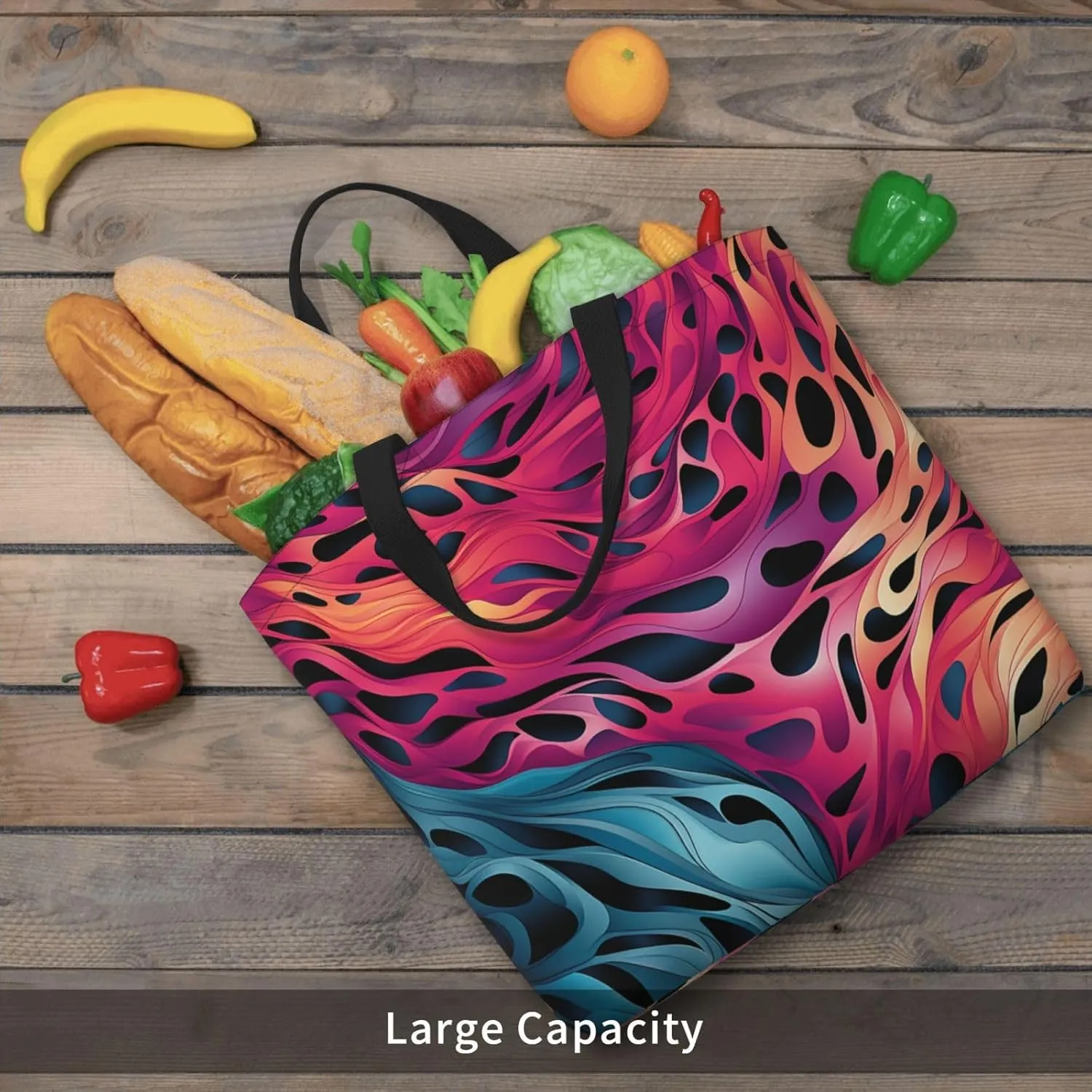 Tote Bag for Women Grocery Bag Reusable Shopping Bag Divided Sea Pathway Handbag Foldable Shoulder Bag