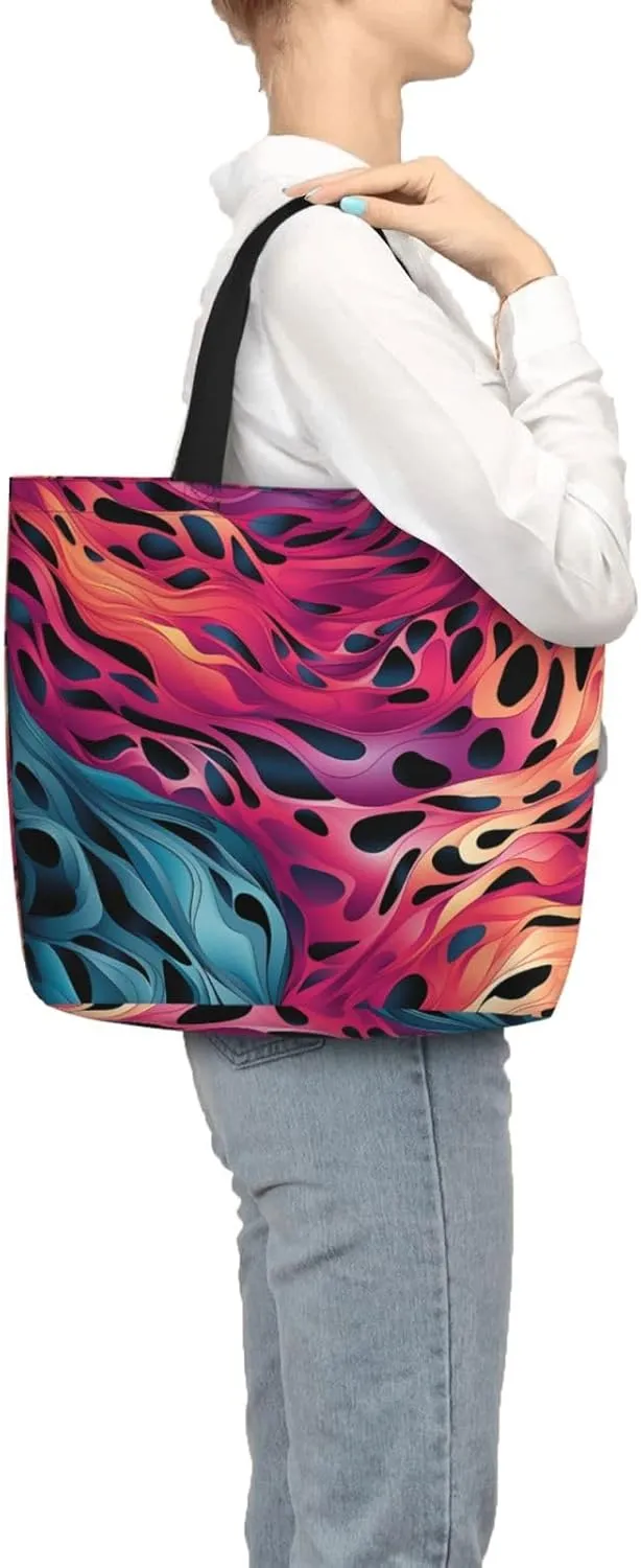 Tote Bag for Women Grocery Bag Reusable Shopping Bag Divided Sea Pathway Handbag Foldable Shoulder Bag