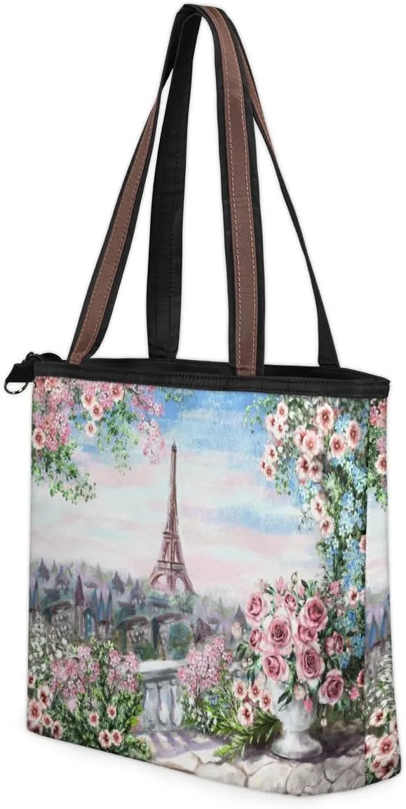 Tote Bag for Women with Zipper Large Capacity Top Handle Casual Shoulder Bag Handbag Reusable Shopping