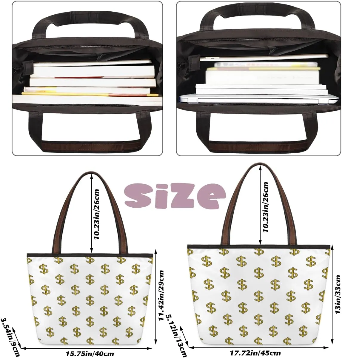 Tote Bag for Women with Zipper Large Capacity Top Handle Casual Shoulder Bag Handbag Reusable Shopping