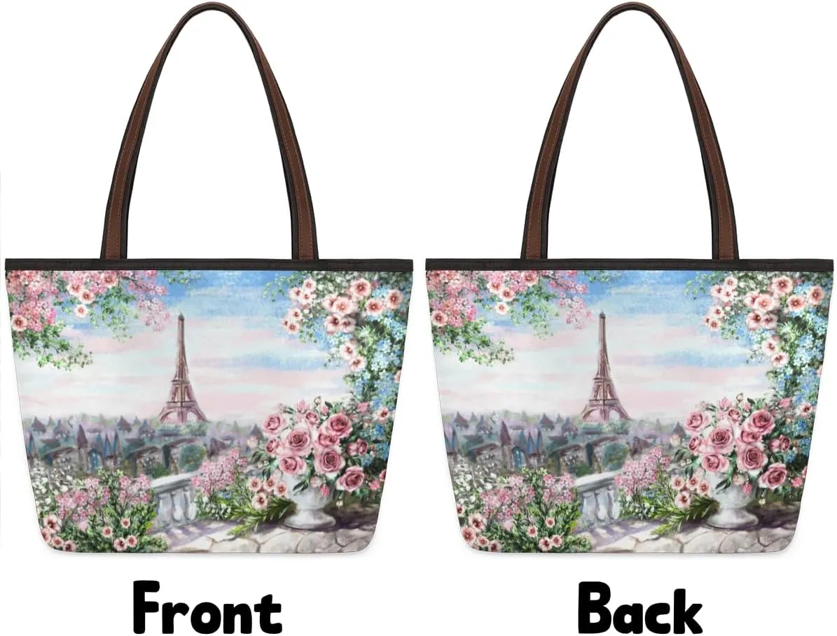 Tote Bag for Women with Zipper Large Capacity Top Handle Casual Shoulder Bag Handbag Reusable Shopping
