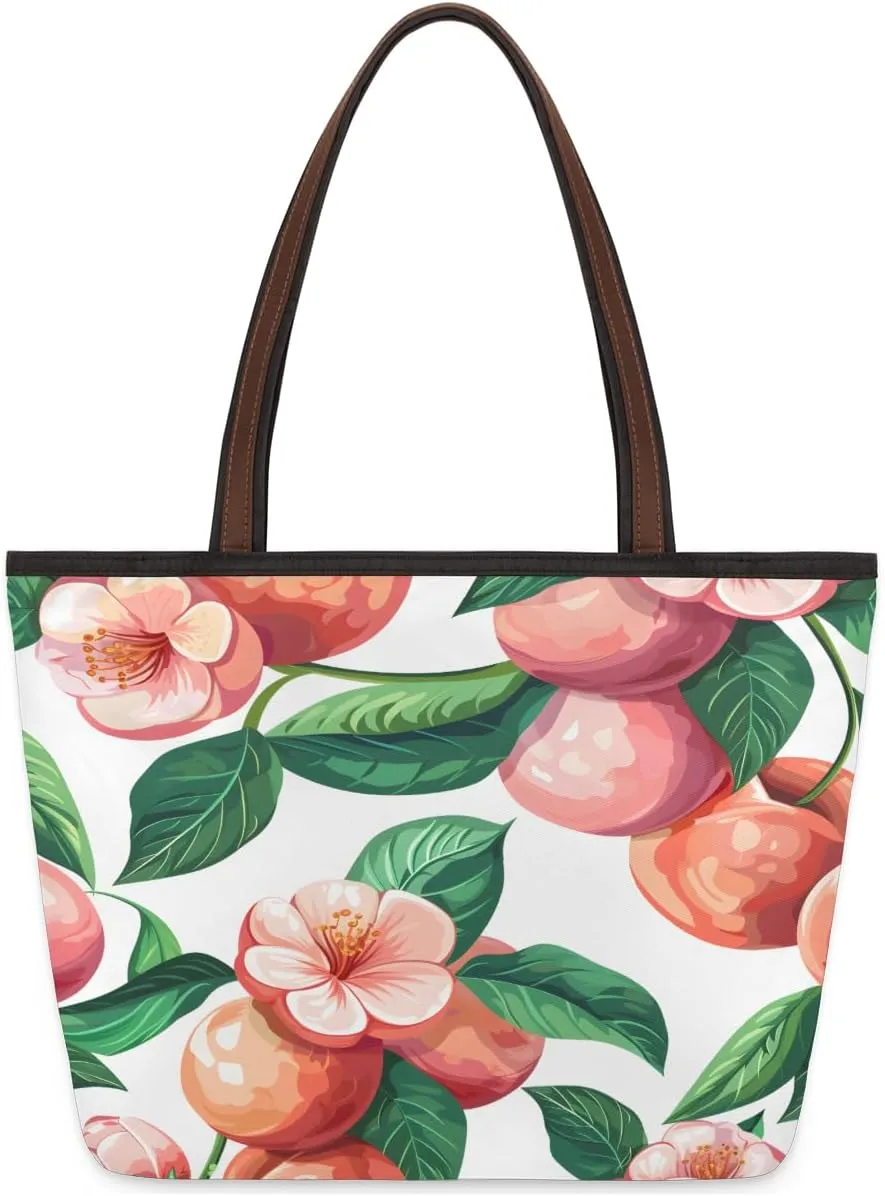 Tote Bag for Women with Zipper Large Capacity Top Handle Casual Shoulder Bag Handbag Reusable Shopping