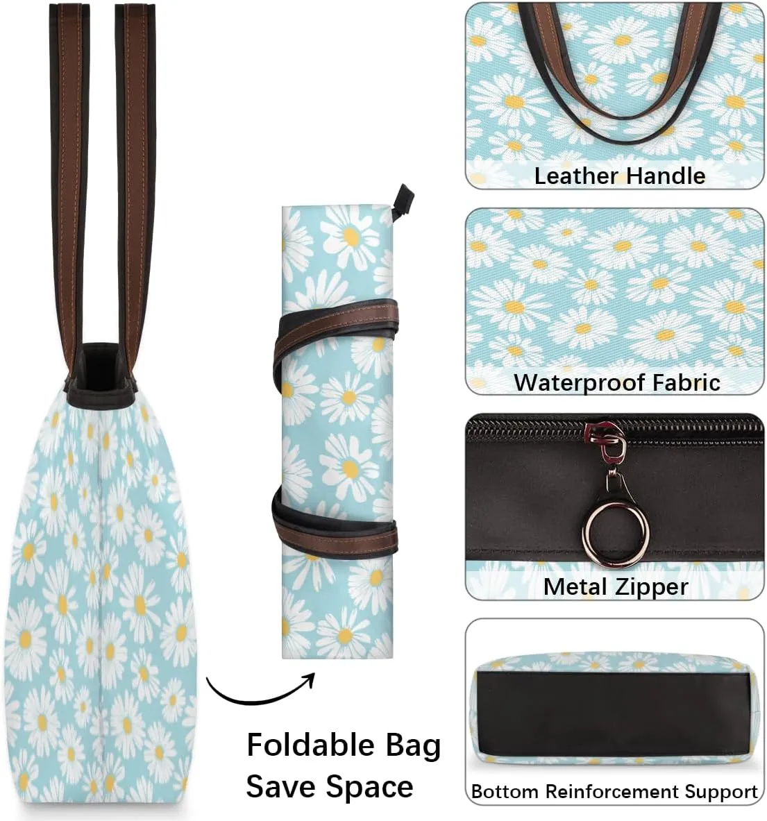 Tote Bag for Women with Zipper Large Capacity Top Handle Casual Shoulder Bag Handbag Reusable Shopping