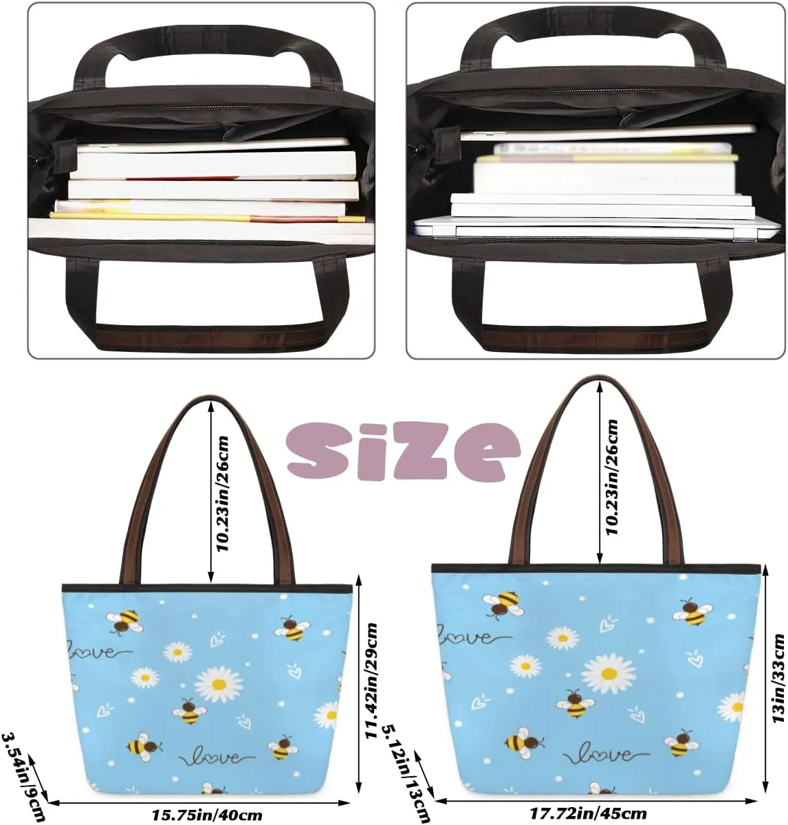 Tote Bag for Women with Zipper Large Capacity Top Handle Casual Shoulder Bag Handbag Reusable Shopping