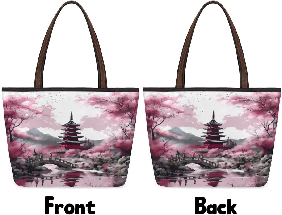 Tote Bag for Women with Zipper Large Capacity Top Handle Casual Shoulder Bag Handbag Reusable Shopping