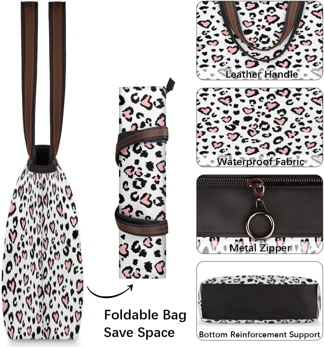 Tote Bag for Women with Zipper Large Capacity Top Handle Casual Shoulder Bag Handbag Reusable Shopping