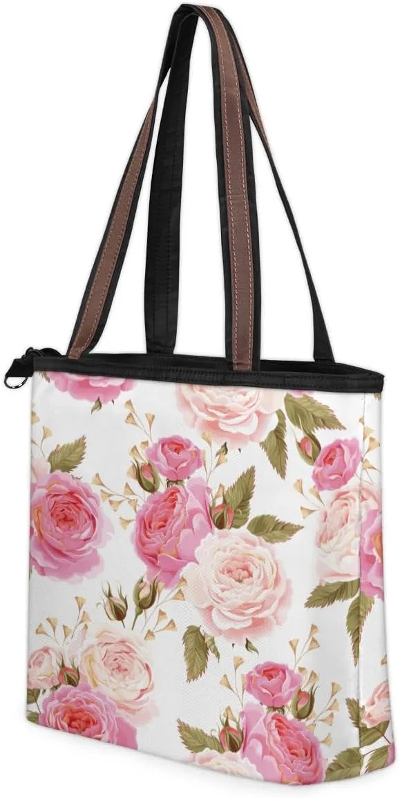 Tote Bag for Women with Zipper Large Capacity Top Handle Casual Shoulder Bag Handbag Reusable Shopping