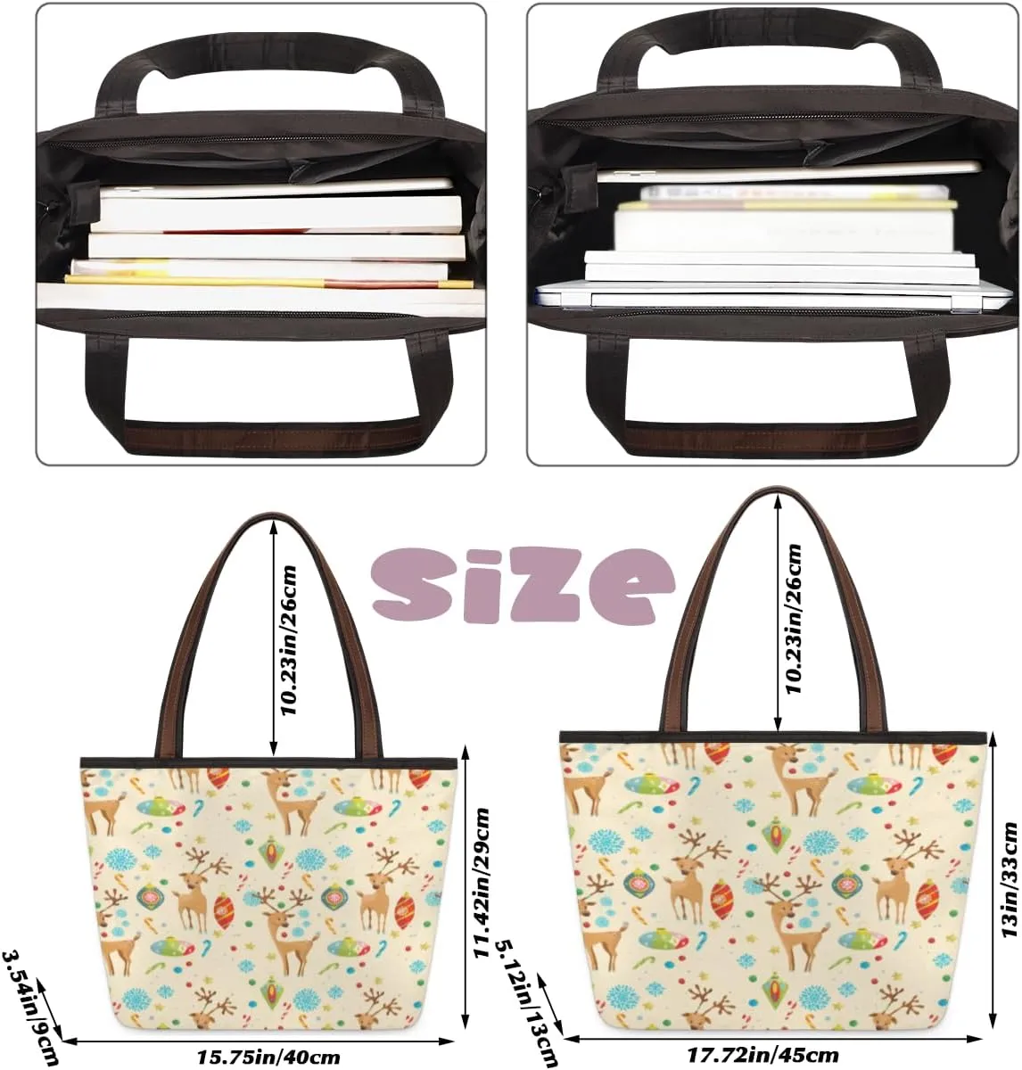 Tote Bag for Women with Zipper Large Capacity Top Handle Casual Shoulder Bag Handbag Reusable Shopping