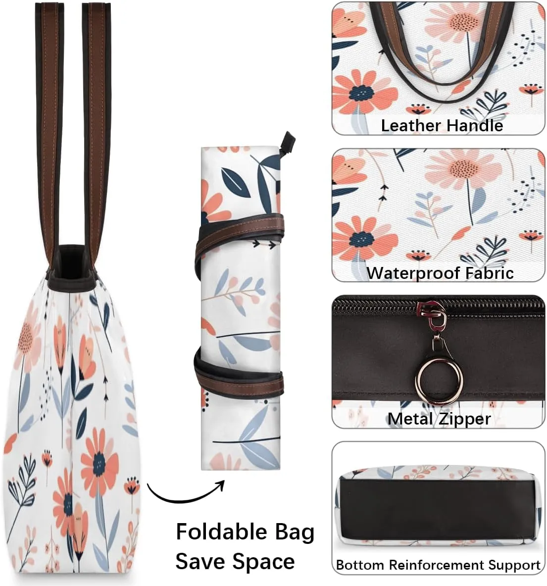 Tote Bag for Women with Zipper Large Capacity Top Handle Casual Shoulder Bag Handbag Reusable Shopping