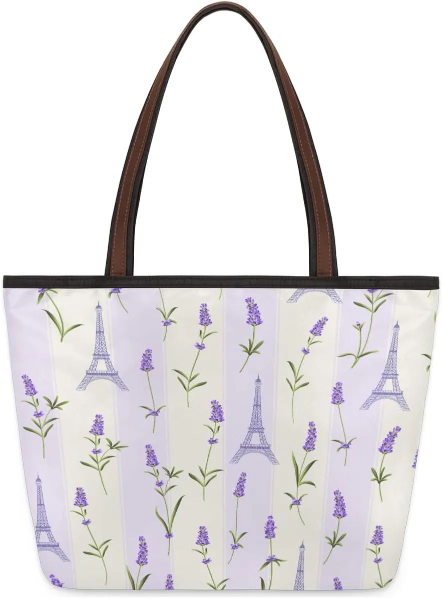 Tote Bag for Women with Zipper Large Capacity Top Handle Casual Shoulder Bag Handbag Reusable Shopping