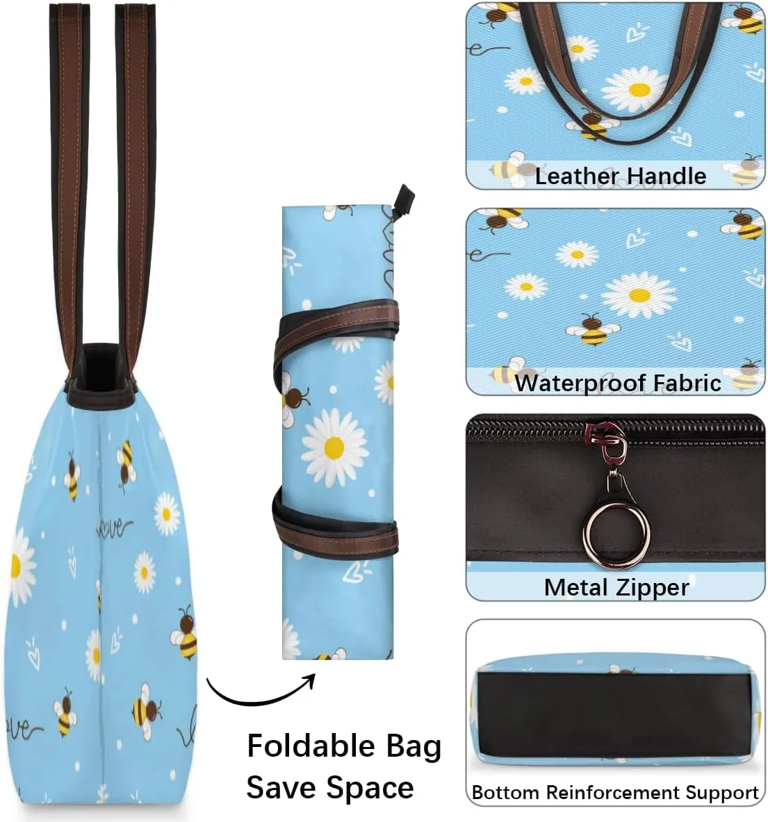 Tote Bag for Women with Zipper Large Capacity Top Handle Casual Shoulder Bag Handbag Reusable Shopping