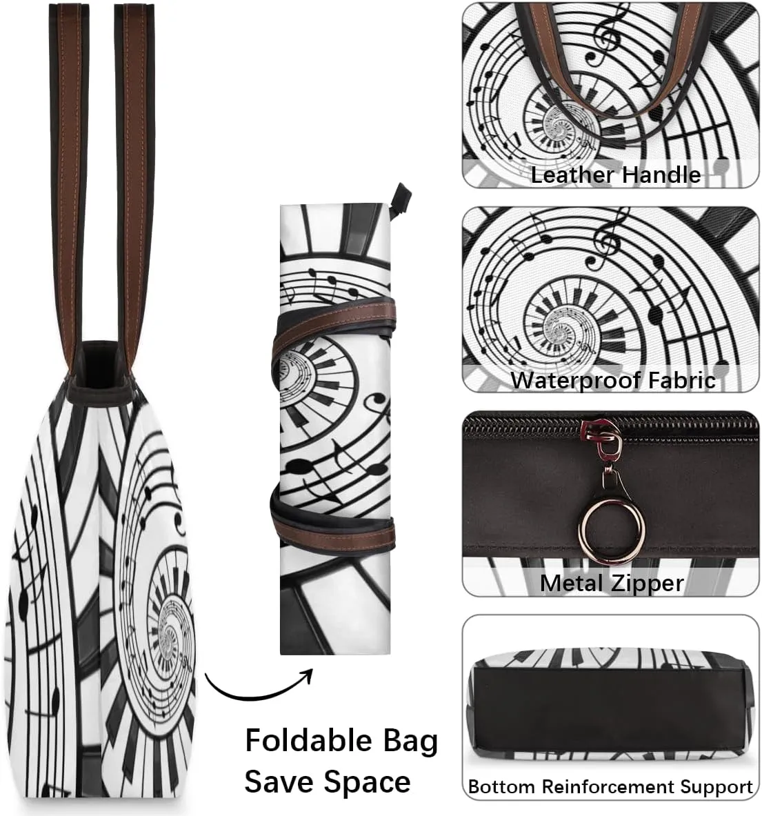 Tote Bag for Women with Zipper Large Capacity Top Handle Casual Shoulder Bag Handbag Reusable Shopping