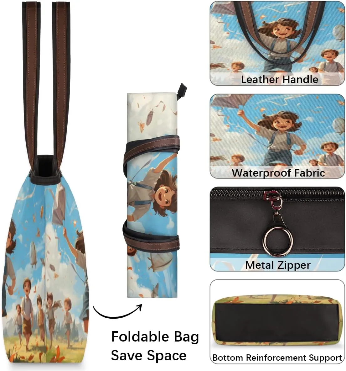 Tote Bag for Women with Zipper Large Capacity Top Handle Casual Shoulder Bag Handbag Reusable Shopping