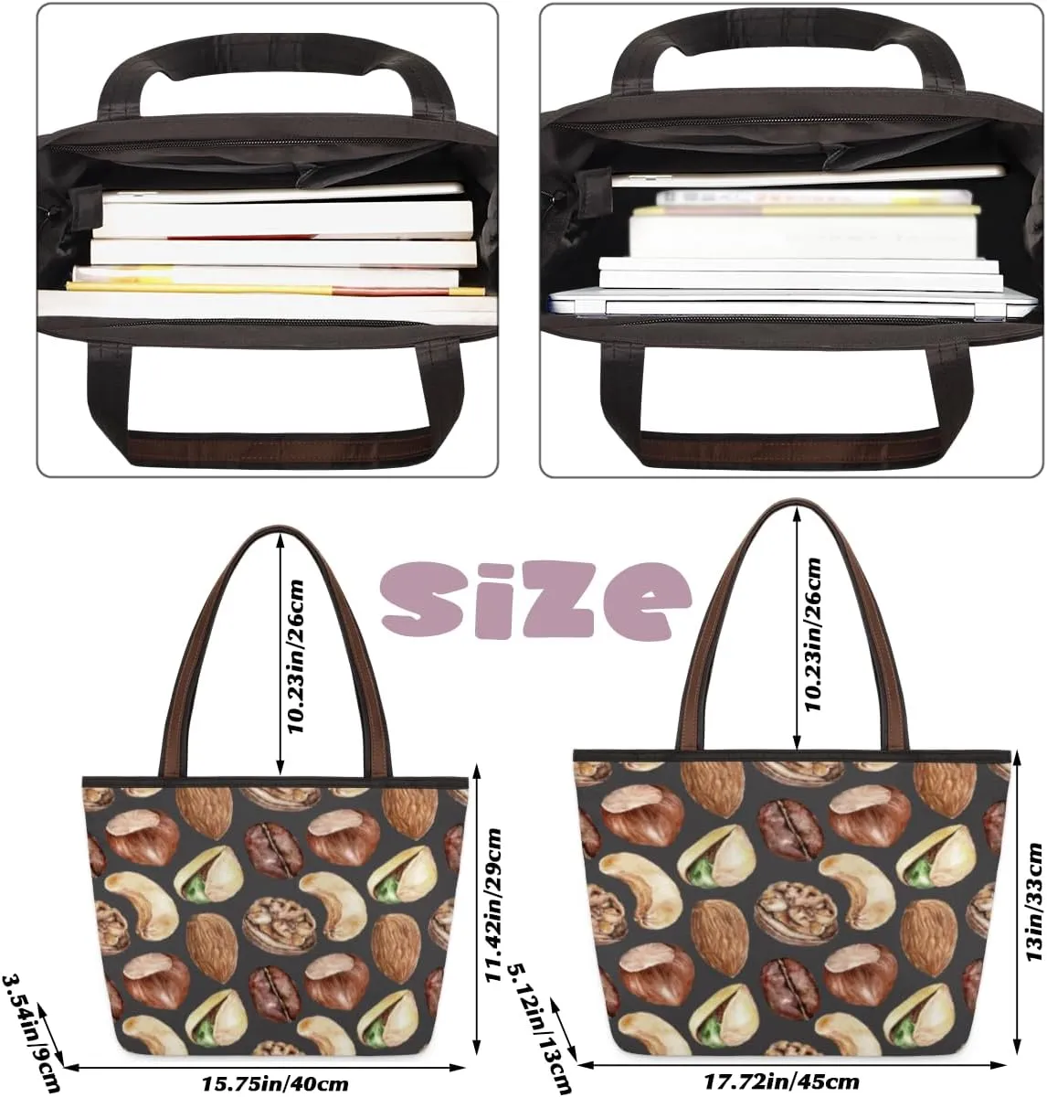Tote Bag for Women with Zipper Large Capacity Top Handle Casual Shoulder Bag Handbag Reusable Shopping