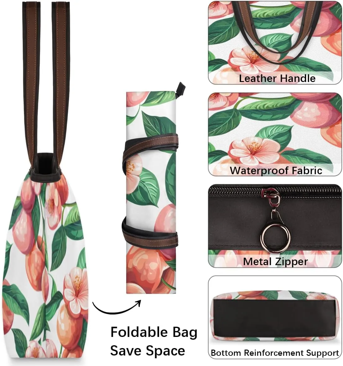 Tote Bag for Women with Zipper Large Capacity Top Handle Casual Shoulder Bag Handbag Reusable Shopping