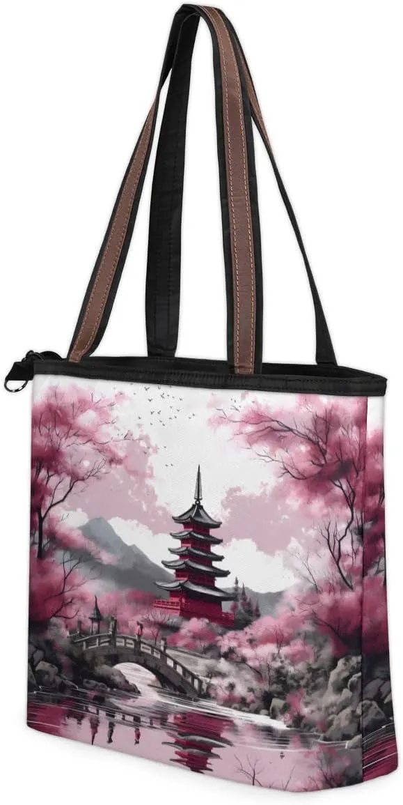 Tote Bag for Women with Zipper Large Capacity Top Handle Casual Shoulder Bag Handbag Reusable Shopping