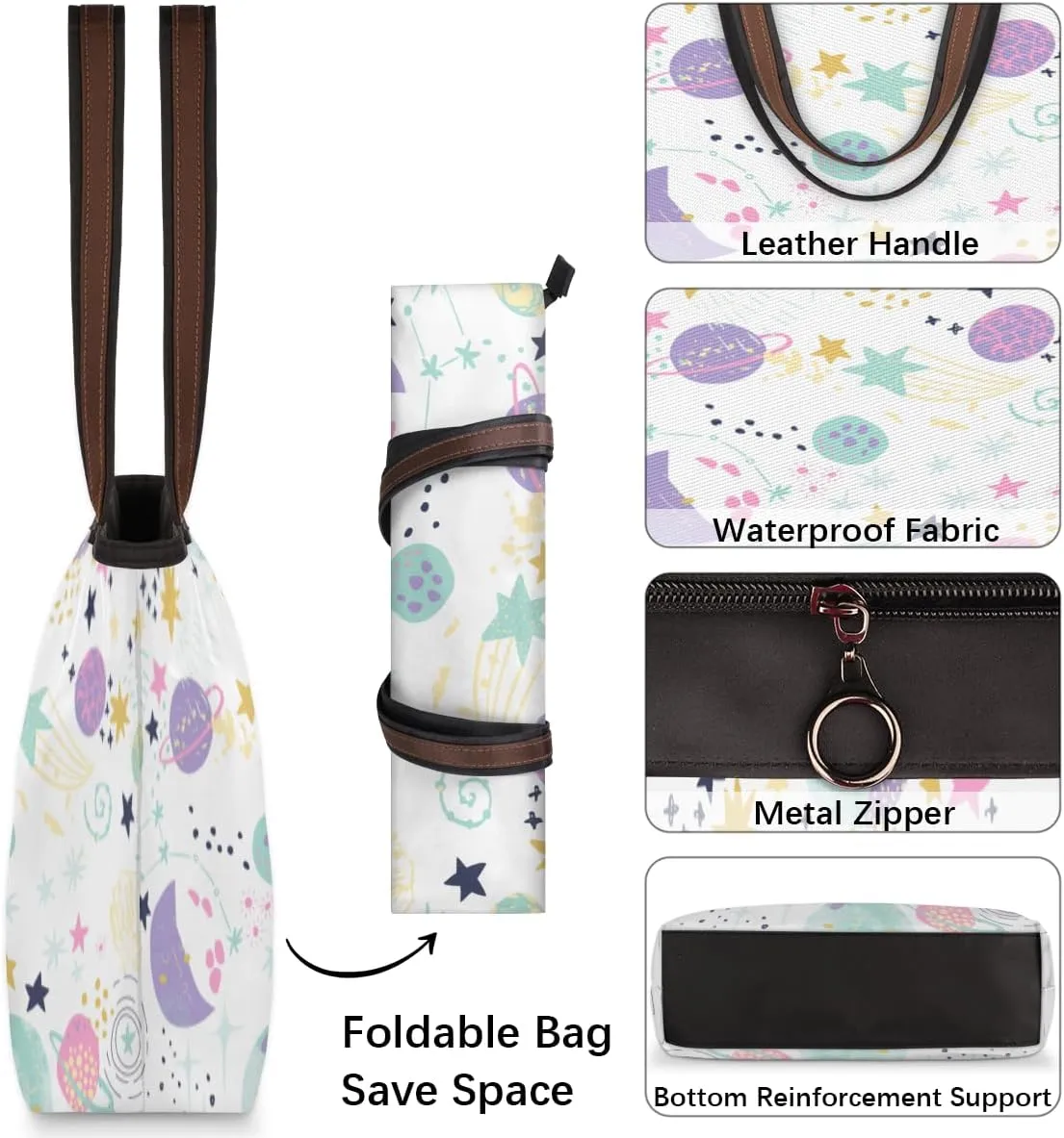 Tote Bag for Women with Zipper Large Capacity Top Handle Casual Shoulder Bag Handbag Reusable Shopping