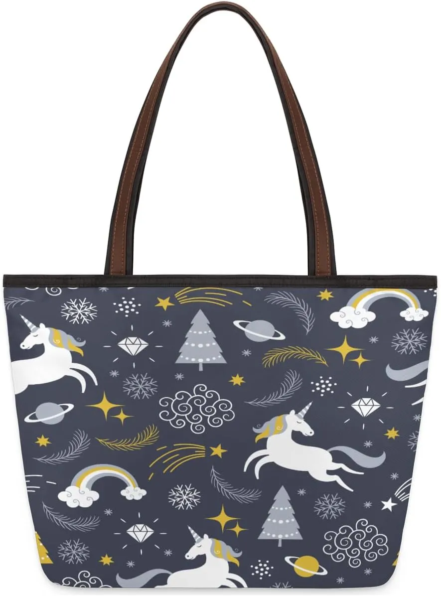 Tote Bag for Women with Zipper Large Capacity Top Handle Casual Shoulder Bag Handbag Reusable Shopping