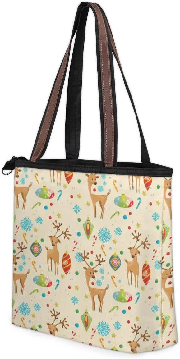 Tote Bag for Women with Zipper Large Capacity Top Handle Casual Shoulder Bag Handbag Reusable Shopping