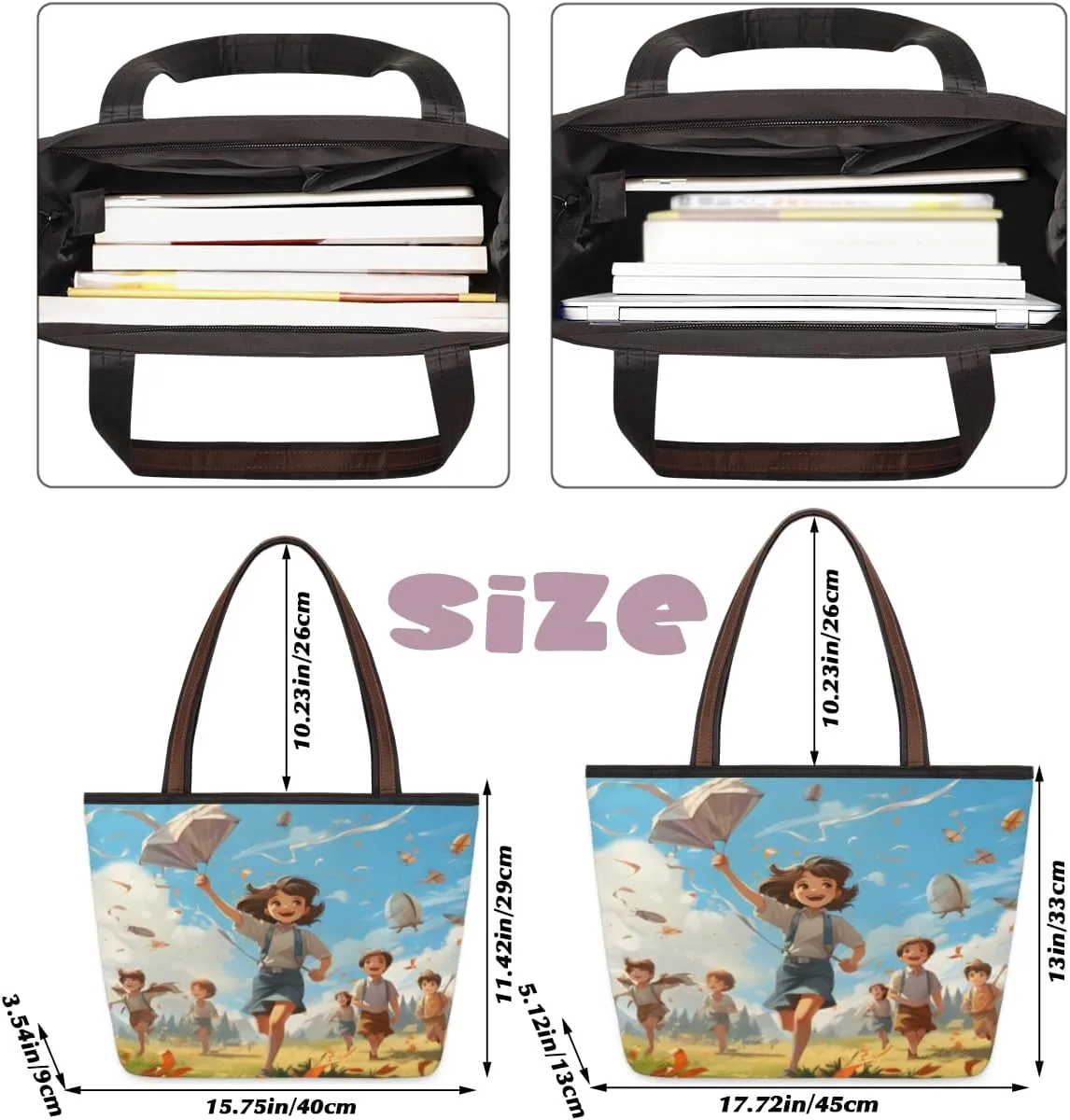 Tote Bag for Women with Zipper Large Capacity Top Handle Casual Shoulder Bag Handbag Reusable Shopping