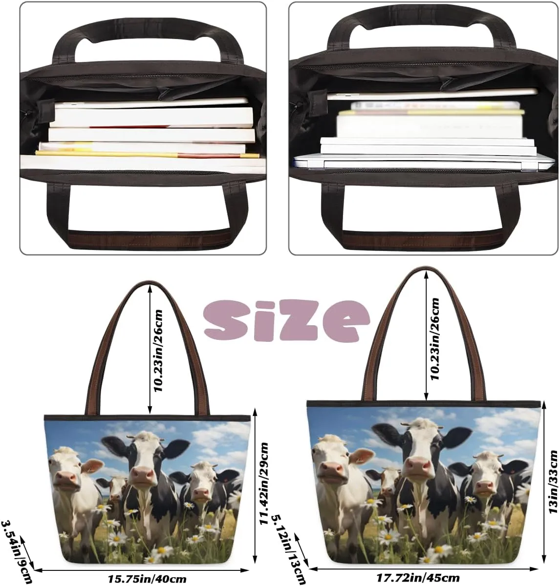 Tote Bag for Women with Zipper Large Capacity Top Handle Casual Shoulder Bag Handbag Reusable Shopping