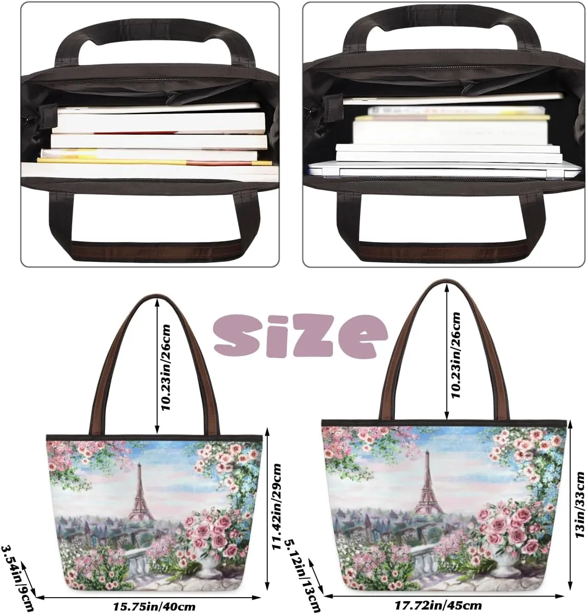 Tote Bag for Women with Zipper Large Capacity Top Handle Casual Shoulder Bag Handbag Reusable Shopping