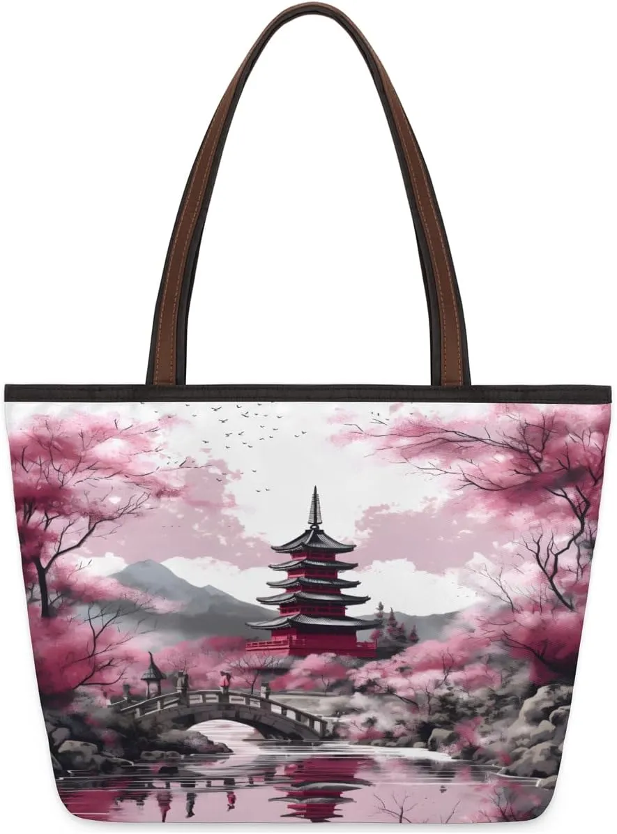 Tote Bag for Women with Zipper Large Capacity Top Handle Casual Shoulder Bag Handbag Reusable Shopping