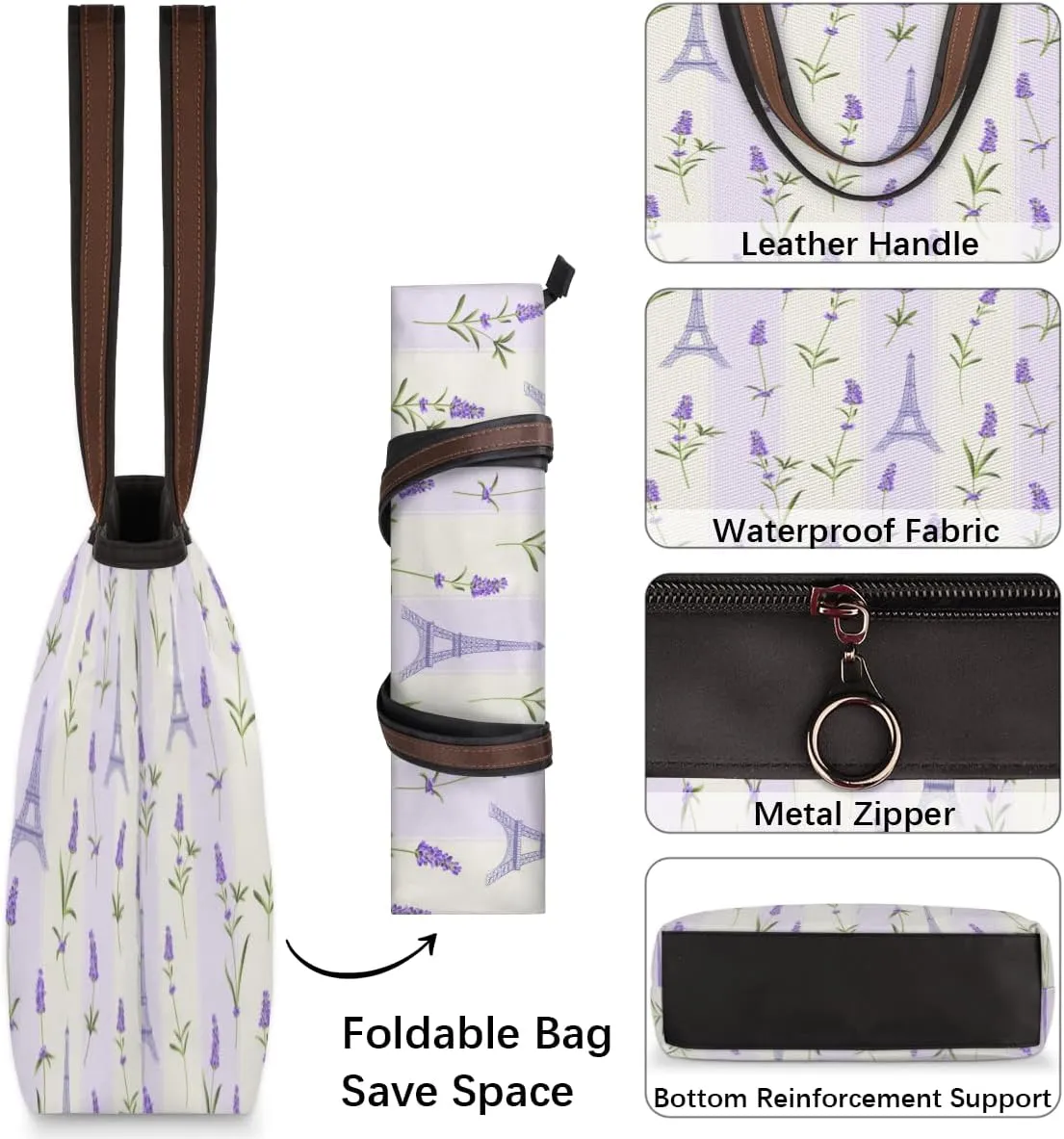 Tote Bag for Women with Zipper Large Capacity Top Handle Casual Shoulder Bag Handbag Reusable Shopping