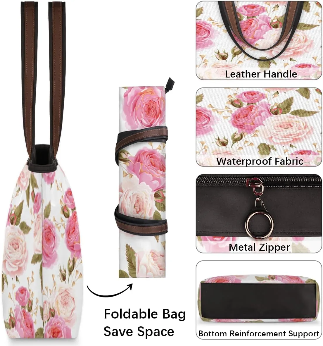 Tote Bag for Women with Zipper Large Capacity Top Handle Casual Shoulder Bag Handbag Reusable Shopping