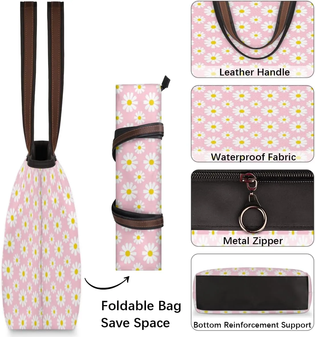 Tote Bag for Women with Zipper Large Capacity Top Handle Casual Shoulder Bag Handbag Reusable Shopping