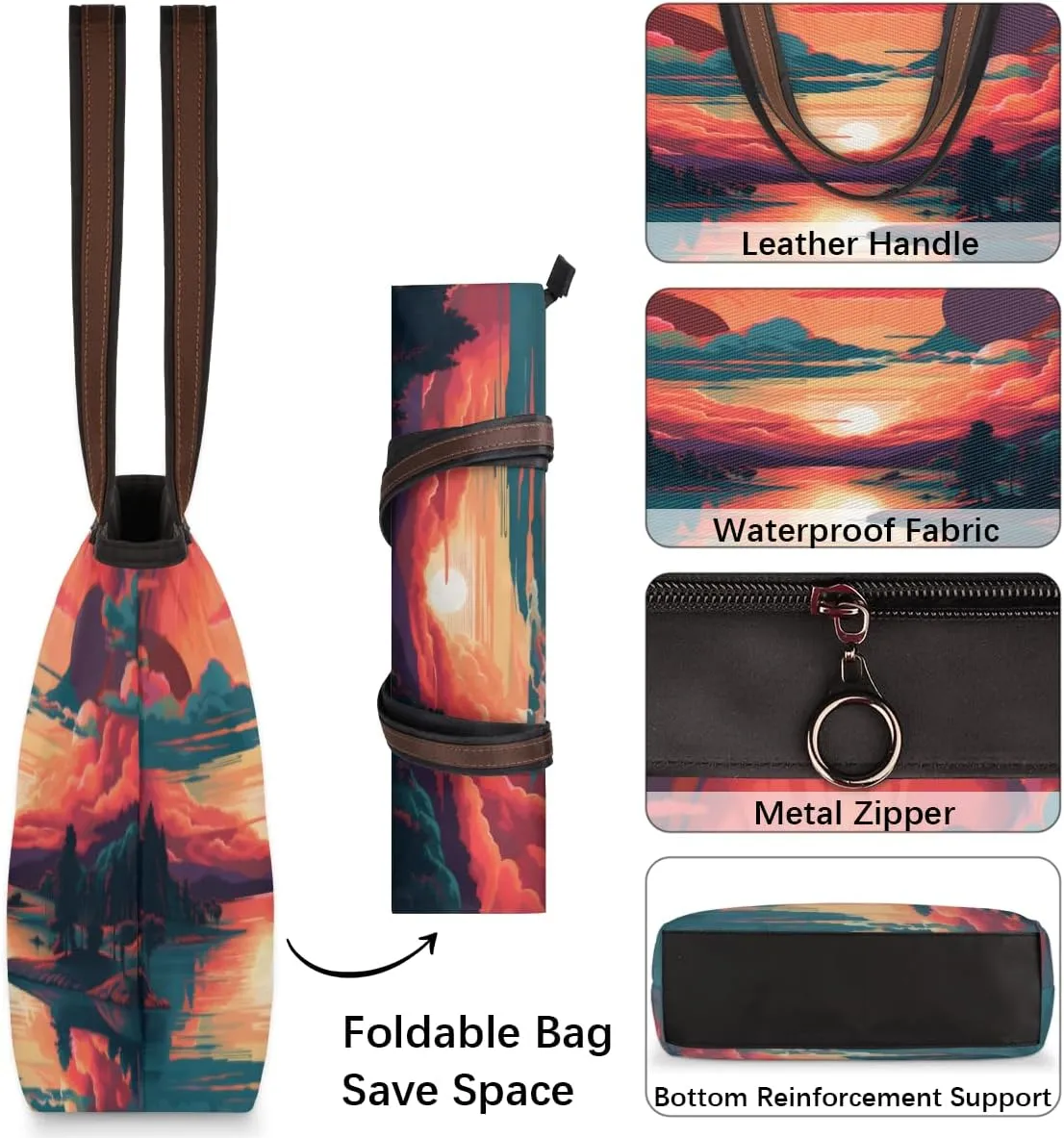 Tote Bag for Women with Zipper Large Capacity Top Handle Casual Shoulder Bag Handbag Reusable Shopping