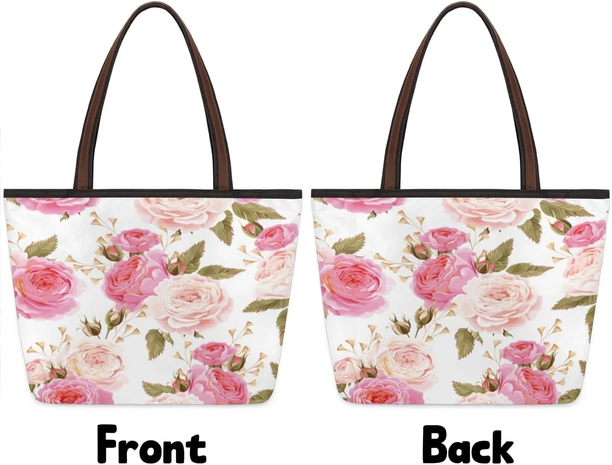 Tote Bag for Women with Zipper Large Capacity Top Handle Casual Shoulder Bag Handbag Reusable Shopping
