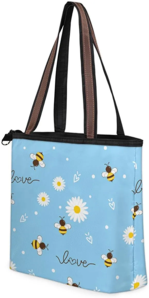 Tote Bag for Women with Zipper Large Capacity Top Handle Casual Shoulder Bag Handbag Reusable Shopping