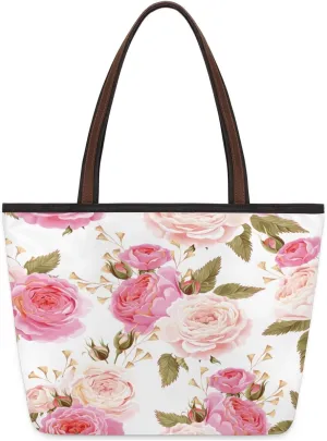 Tote Bag for Women with Zipper Large Capacity Top Handle Casual Shoulder Bag Handbag Reusable Shopping