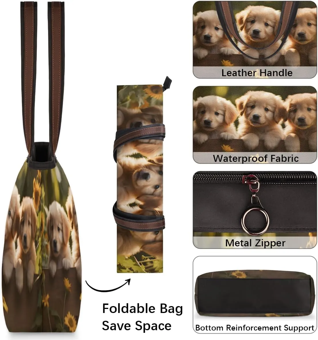 Tote Bag for Women with Zipper Large Capacity Top Handle Casual Shoulder Bag Handbag Reusable Shopping